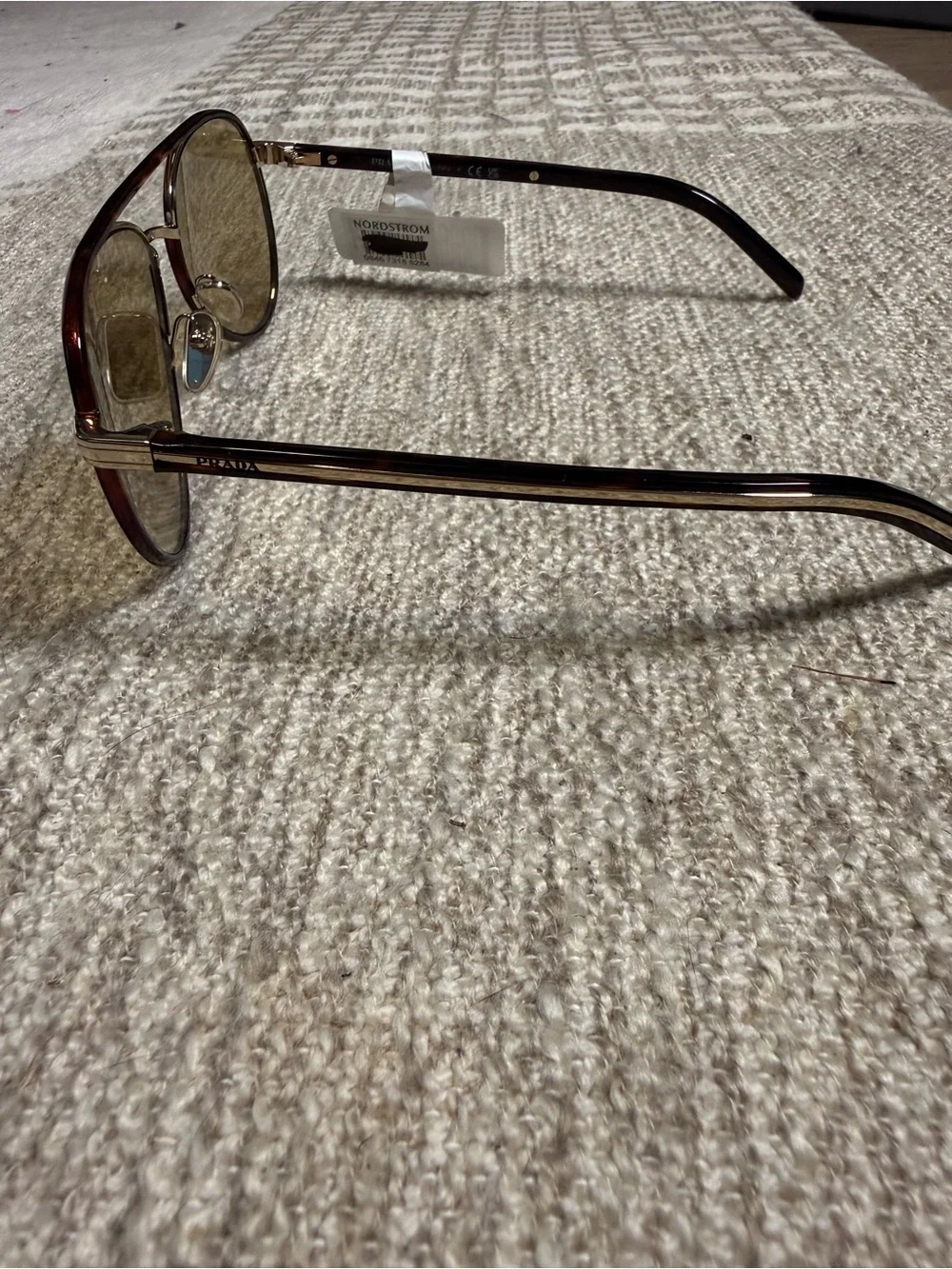 Prada Aviator Sunglasses - Brown Lenses with Red-Brown Frame